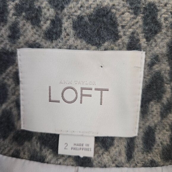 Loft Wool Blend Leopard Print One Button Blazer Jacket Size 2 - Picture 3 of 6